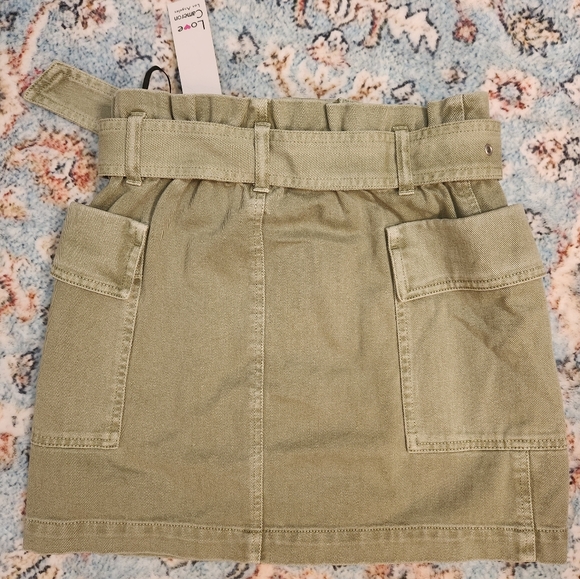 NWT ❗️ love cameron buckled denim 100% cotton green skirt small size - Picture 4 of 11